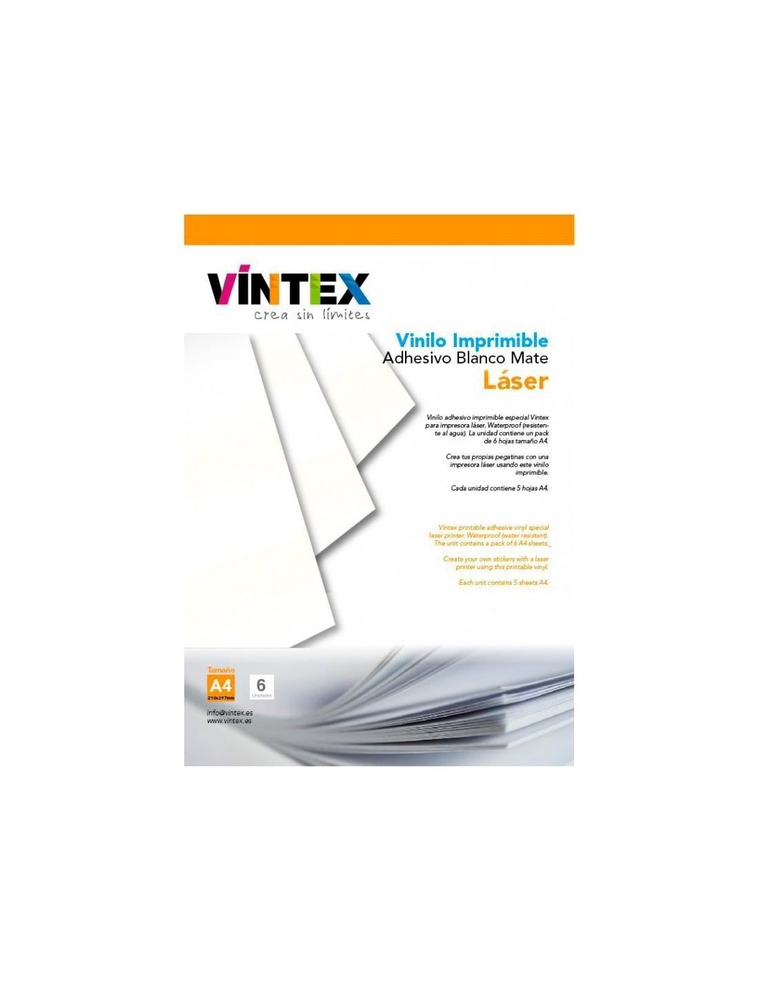 PACK 6 HOJAS VINILO IMPRIMIBLE LASER BLANCO