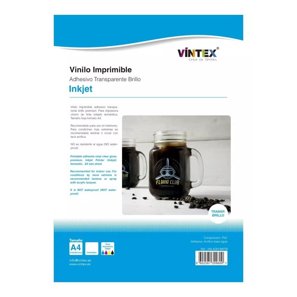 PACK 6 HOJAS VINILO IMPRIMIBLE INKJET TRANSPARENTE BRILLO