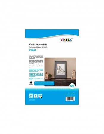 PACK 6 HOJAS VINILO IMPRIMIBLE INKJET BLANCO