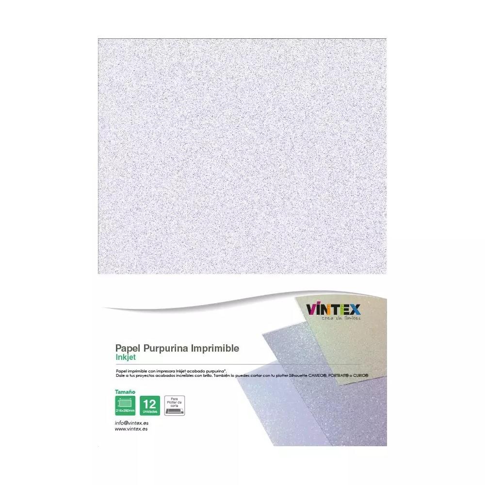PACK 12 HOJAS PAPEL IMPRIMIBLE GLITTER BLANCO A4 VINTEX