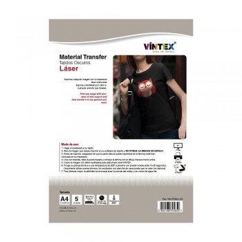 PACK 5 HOJAS TRANSFER PARA TEJIDOS LASER