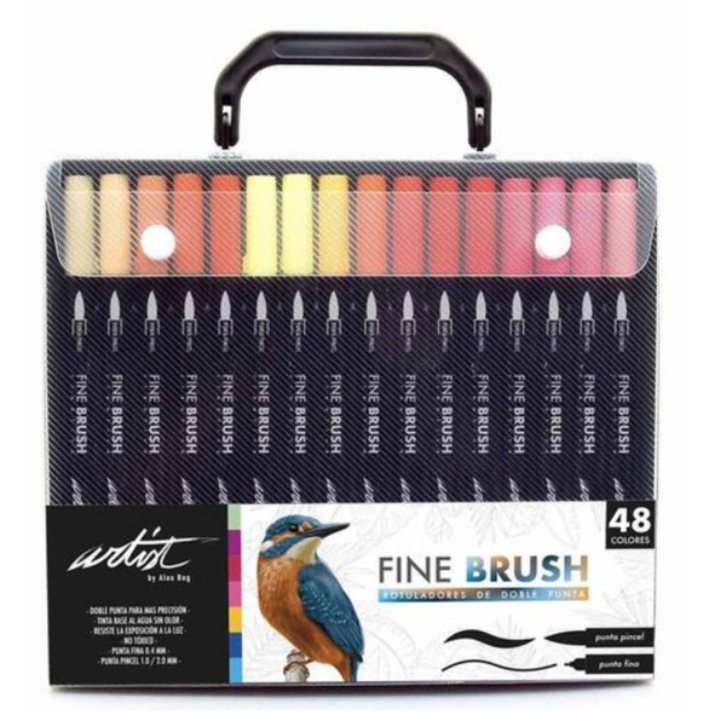 MALETIN 48 ROTULADORES FINE BRUSH DOBLE PUNTA