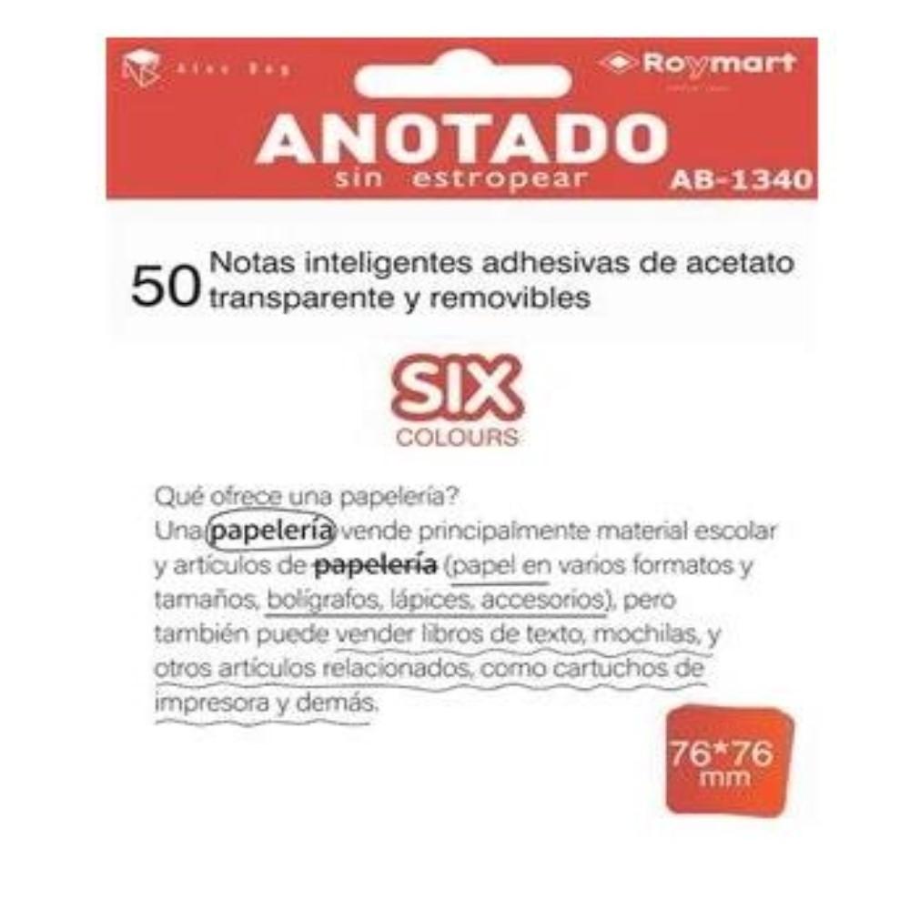 TACO DE NOTAS ADHESIVO 50UD ACETATO TRASLUCIDAS