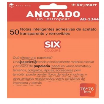 TACO DE NOTAS ADHESIVO 50UD ACETATO TRASLUCIDAS