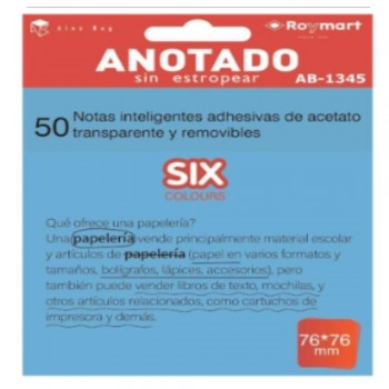 TACO DE NOTAS ADHESIVO 50UD ACETATO TRASLUCIDAS