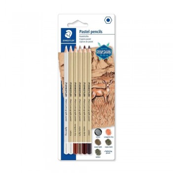 SET 6 LAPICES SEPIA - SANGUINA - BLANCO PASTEL STAEDTLER