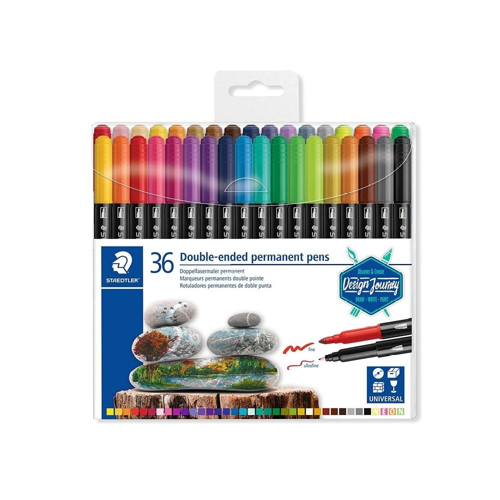 ROTULADORES PERMANENTES DOBLE PUNTA 36 COLORES STAEDTLER