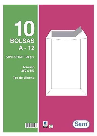 SOBRE BOLSA A-12 250X353 PACK 10 SAM