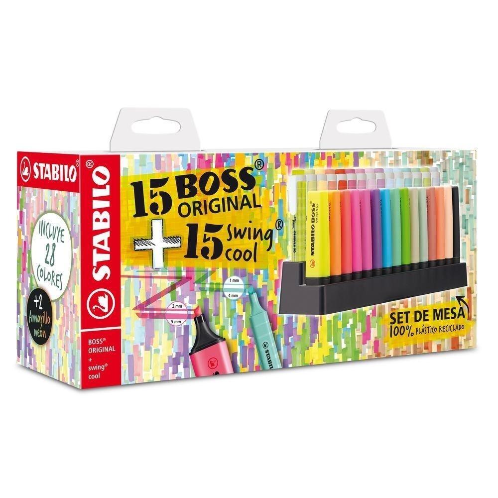 SET FLUORESCENTES STABILO 15 BOSS + 15 SWING