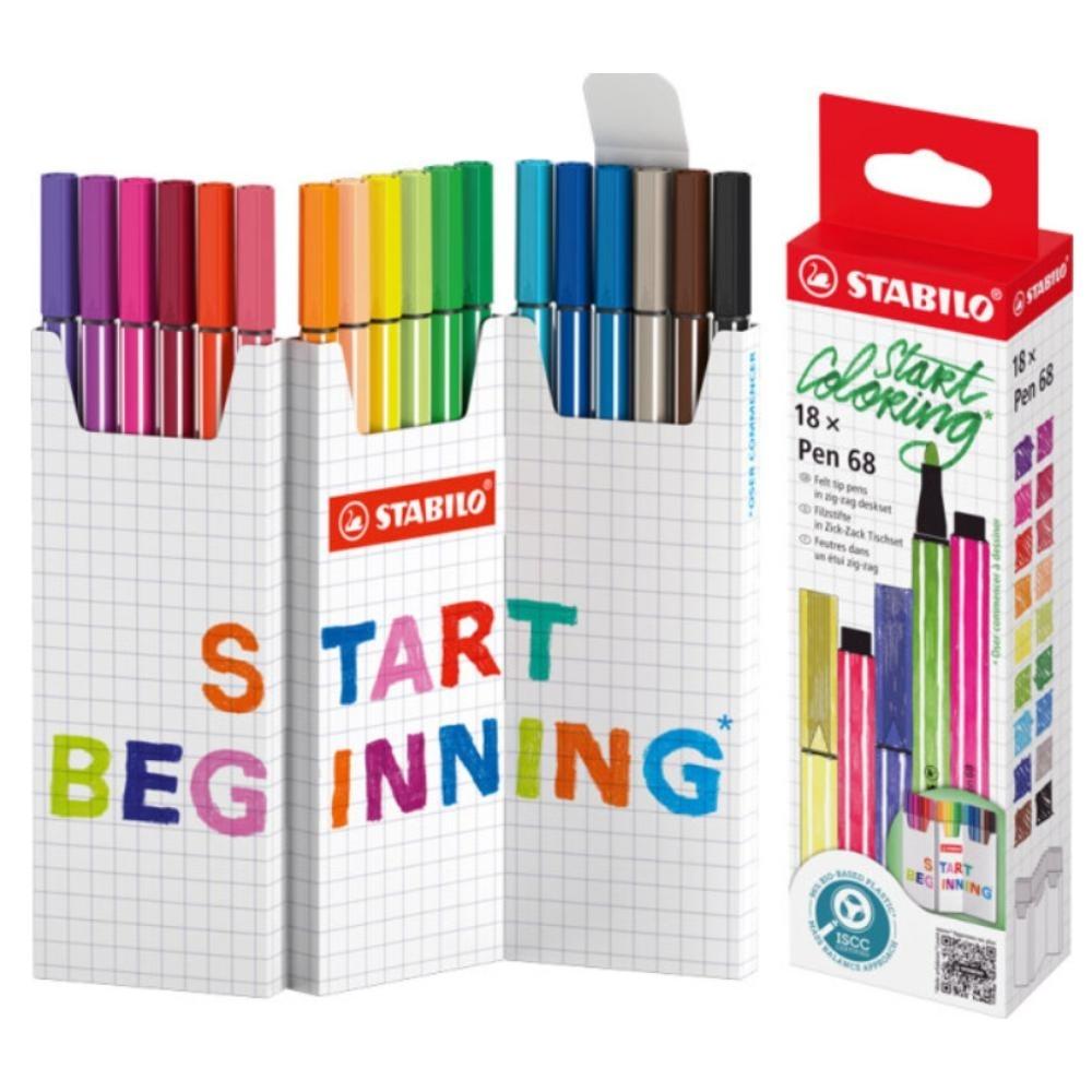 ROTULADOR STABILO POINT 68 ZIG ZAG 18 COLORES ESTUCHE CARTON