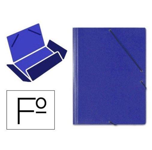 CARPETA FOLIO GOMAS Y SOLAPAS CARTON AZUL SARO