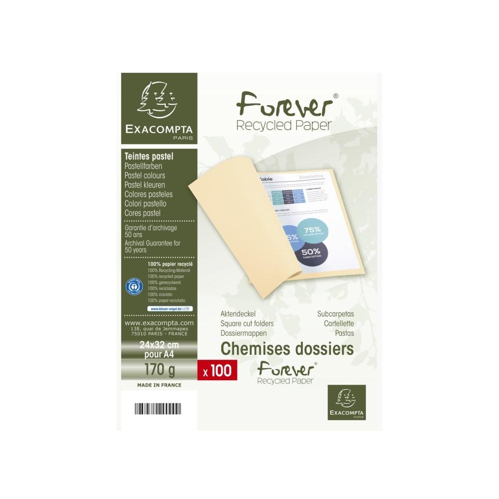 SUBCARPETA RECICLADA A4 FOREVER 170gr PAQ 100 UDS