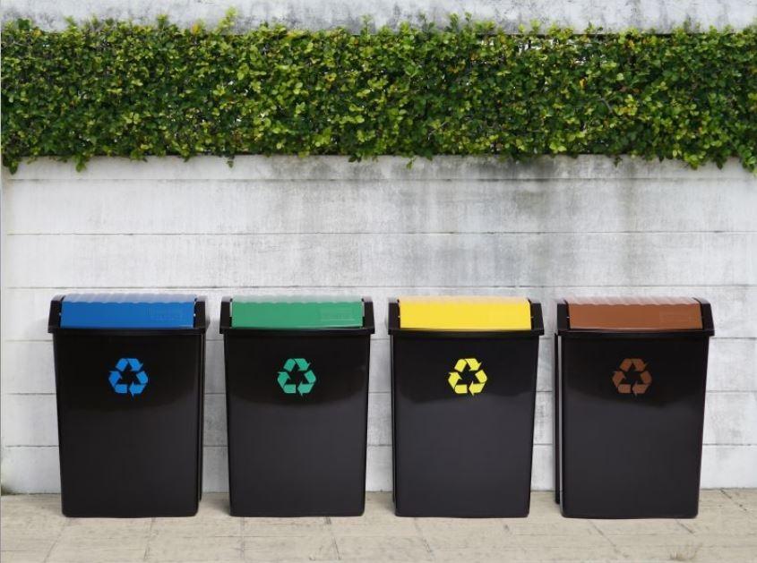 PAPELERA PLASTICO RECICLAJE 50L BASCULANTE
