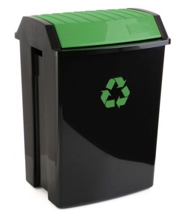 PAPELERA PLASTICO RECICLAJE 50L BASCULANTE