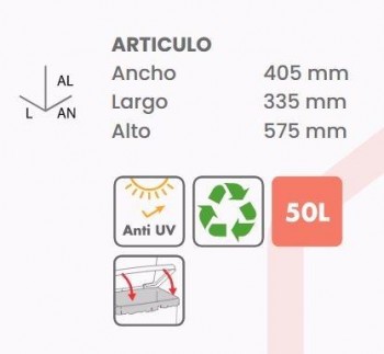 PAPELERA PLASTICO RECICLAJE 50L BASCULANTE