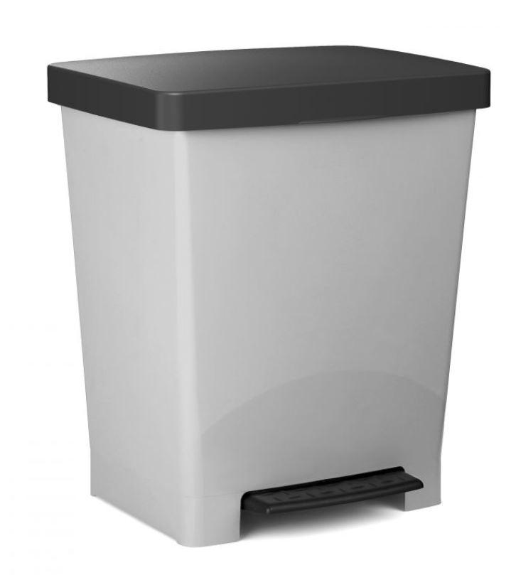PAPELERA PLASTICO CON PEDAL 23L GRIS CUBIK ECO