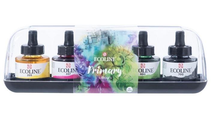 ACUARELA LIQUIDA ECOLINE FRASCO 30ML BOX 5 COLORES PRIMARIOS