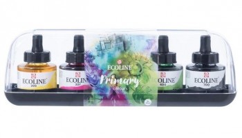 ACUARELA LIQUIDA ECOLINE FRASCO 30ML BOX 5 COLORES PRIMARIOS