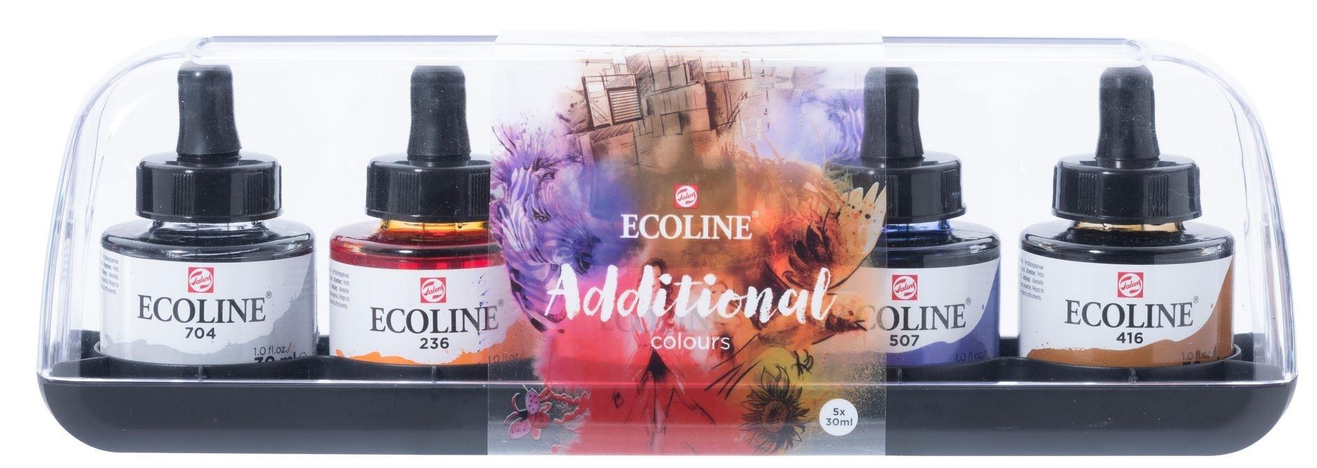 ACUARELA LIQUIDA ECOLINE FRASCO 30ML BOX 5 ADDITIONAL COLOURS