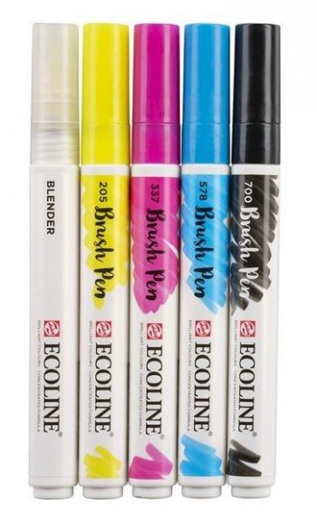 ROTULADOR PINCEL ECOLINE BRUSHPEN ESTUCHE 5 COLORES PRIMARIOS