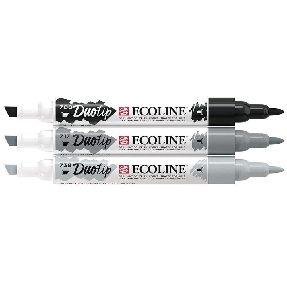 ECOLINE DUOTIP NEGRO-GRIS SET 3
