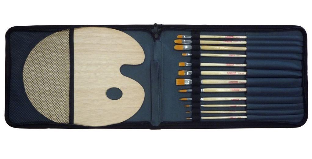 SET ORGANIZADOR 12 PINCELES LARGOS + PALETA