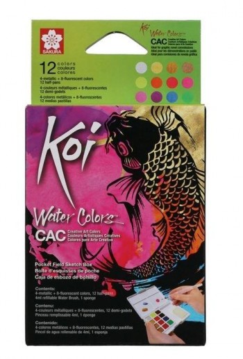 ACUARELA KOI POCKET BOX METALIC 12 COLORES