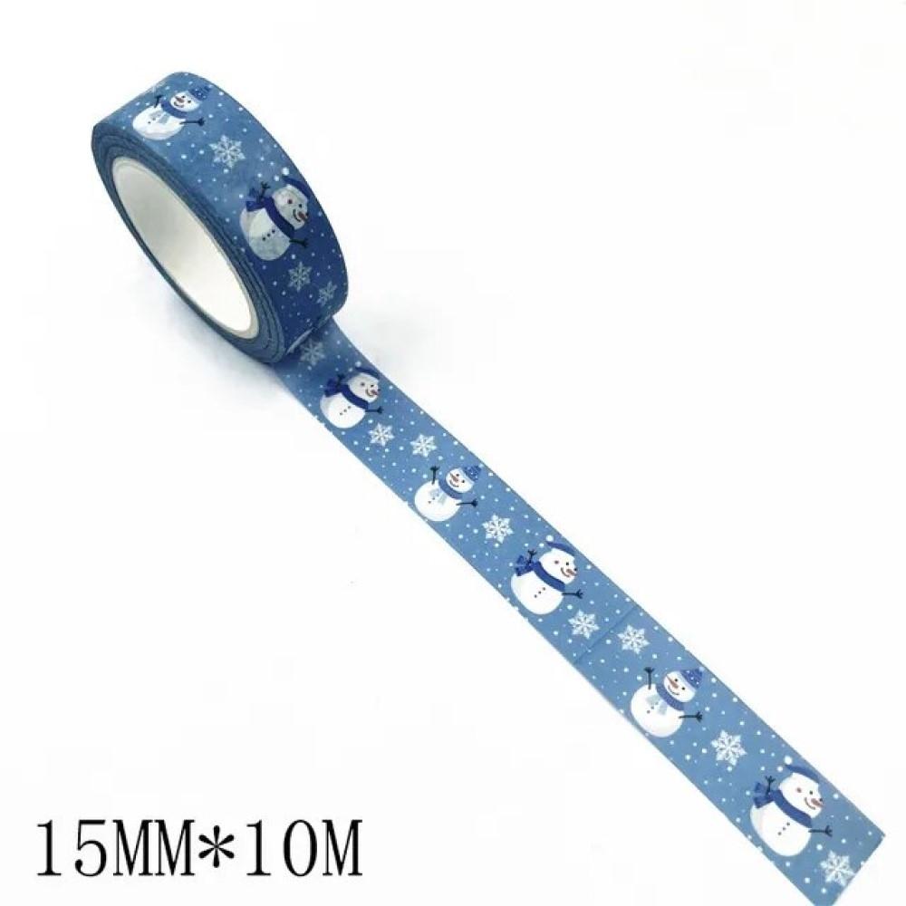 CINTA WASHITAPE 15X10 NAVIDAD AZUL MUÑECOS NIEVE